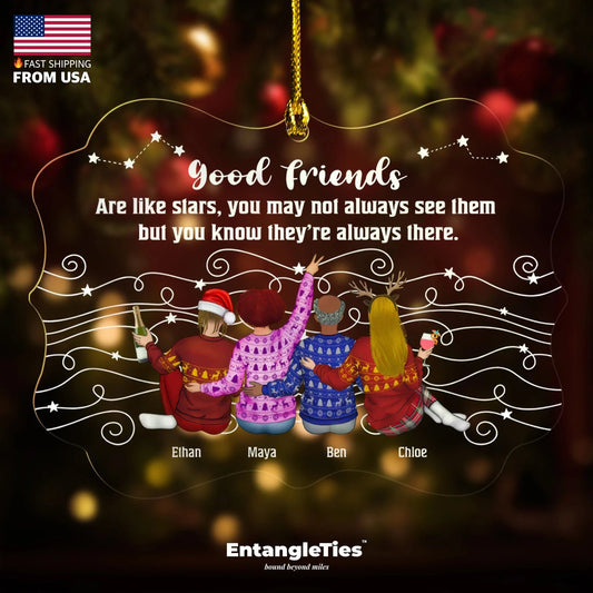 Friends Like Stars™ - Personalized Acrylic Ornament - EntangleTies™