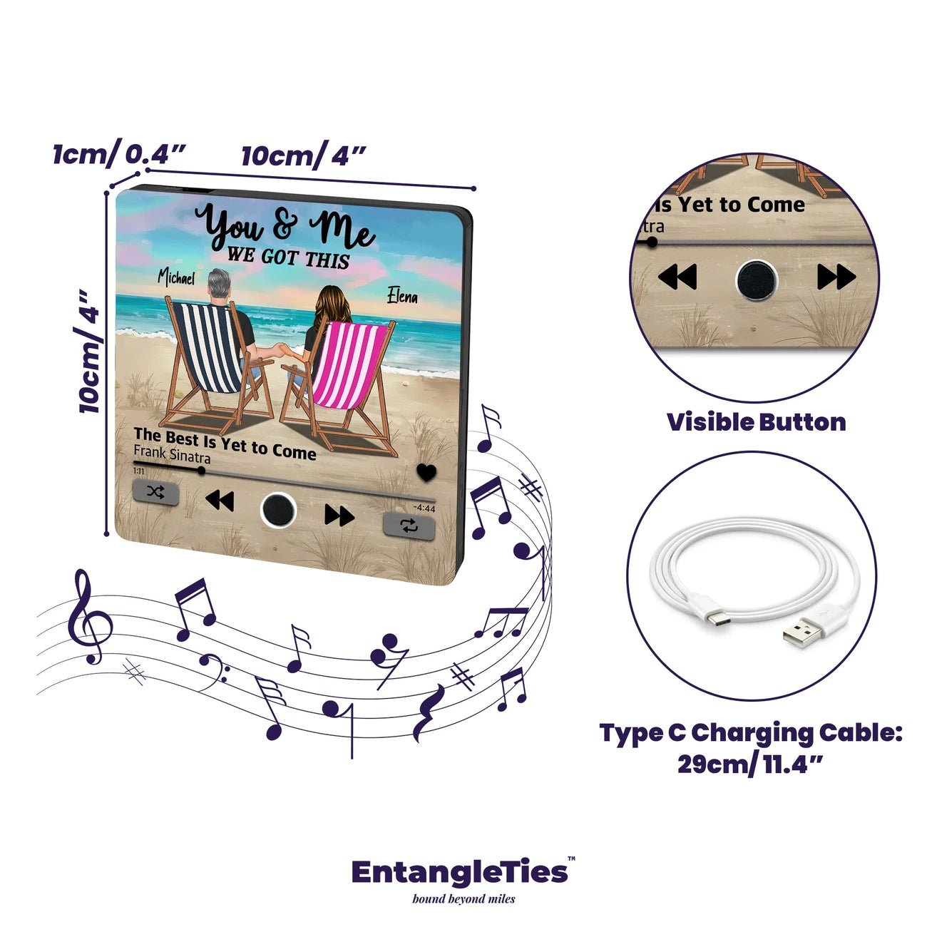 HeartTune™ Personalized Acrylic Music Magnet - EntangleTies™