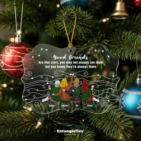 Friends Like Stars™ - Personalized Acrylic Ornament - EntangleTies™