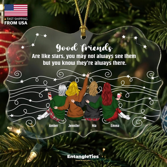 Friends Like Stars™ - Personalized Acrylic Ornament - EntangleTies™