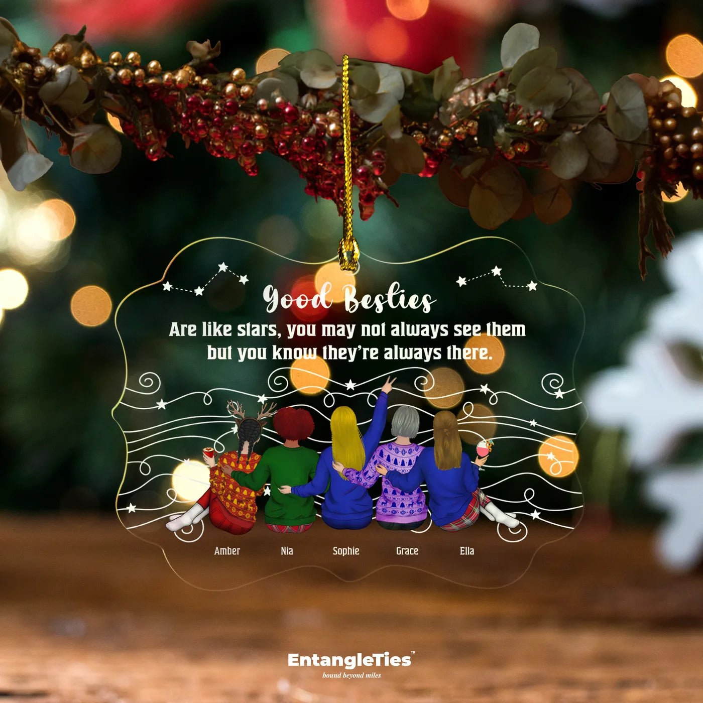 Friends Like Stars™ - Personalized Acrylic Ornament - EntangleTies™