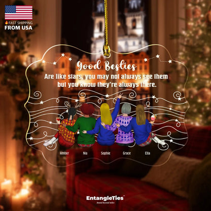 Friends Like Stars™ - Personalized Acrylic Ornament - EntangleTies™