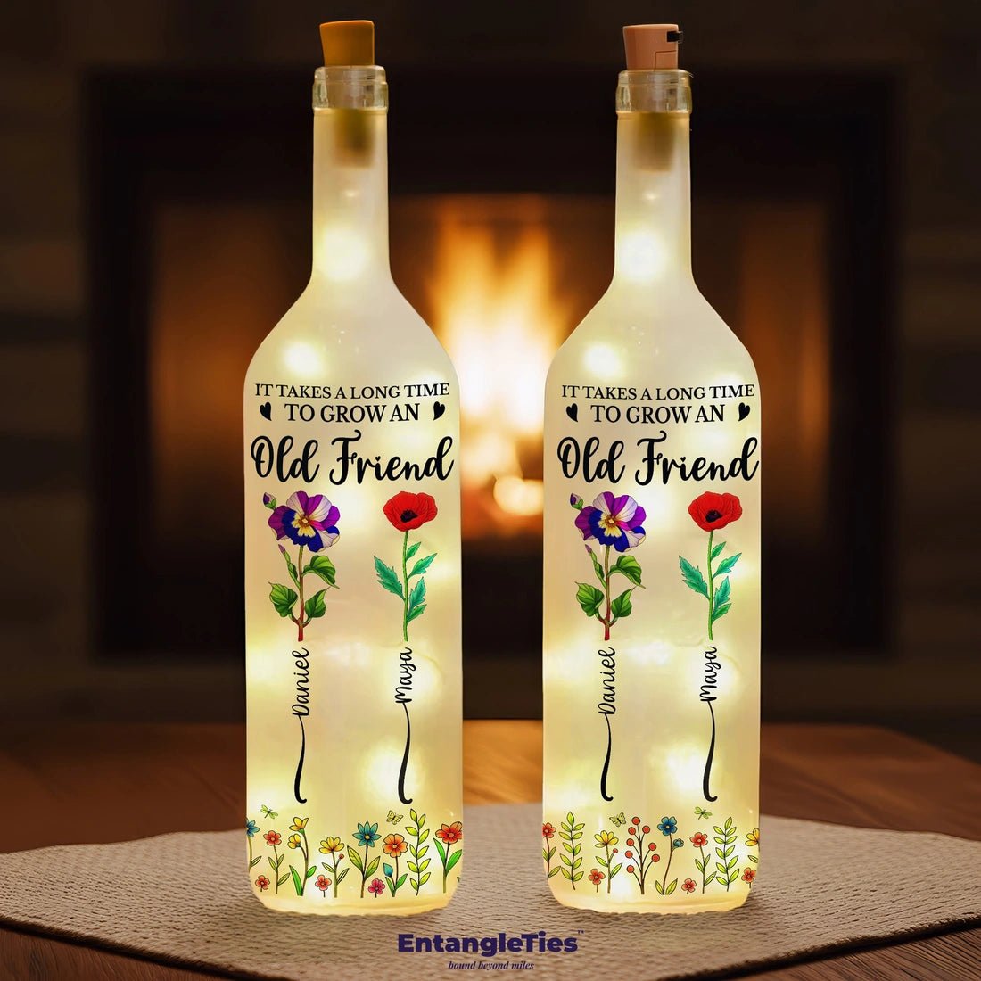KindredLume™ "Long Time To Grow An Old Friend" Personalized Bottle Lamp - EntangleTies™