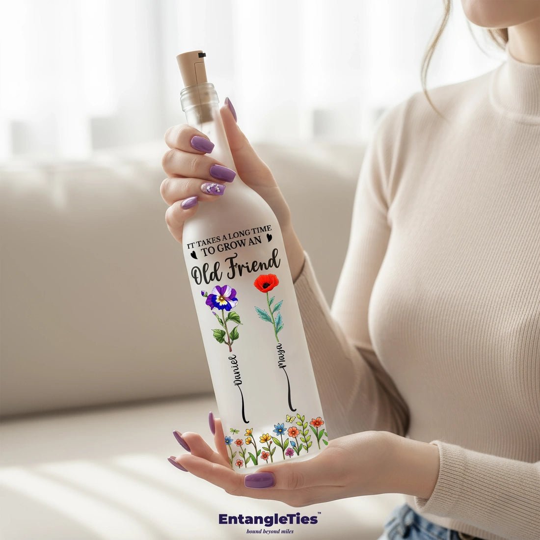 KindredLume™ "Long Time To Grow An Old Friend" Personalized Bottle Lamp - EntangleTies™