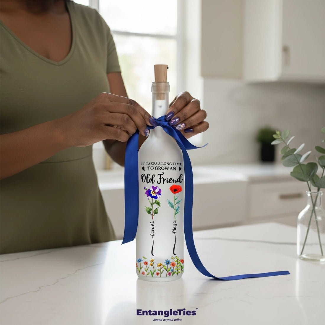 KindredLume™ "Long Time To Grow An Old Friend" Personalized Bottle Lamp - EntangleTies™