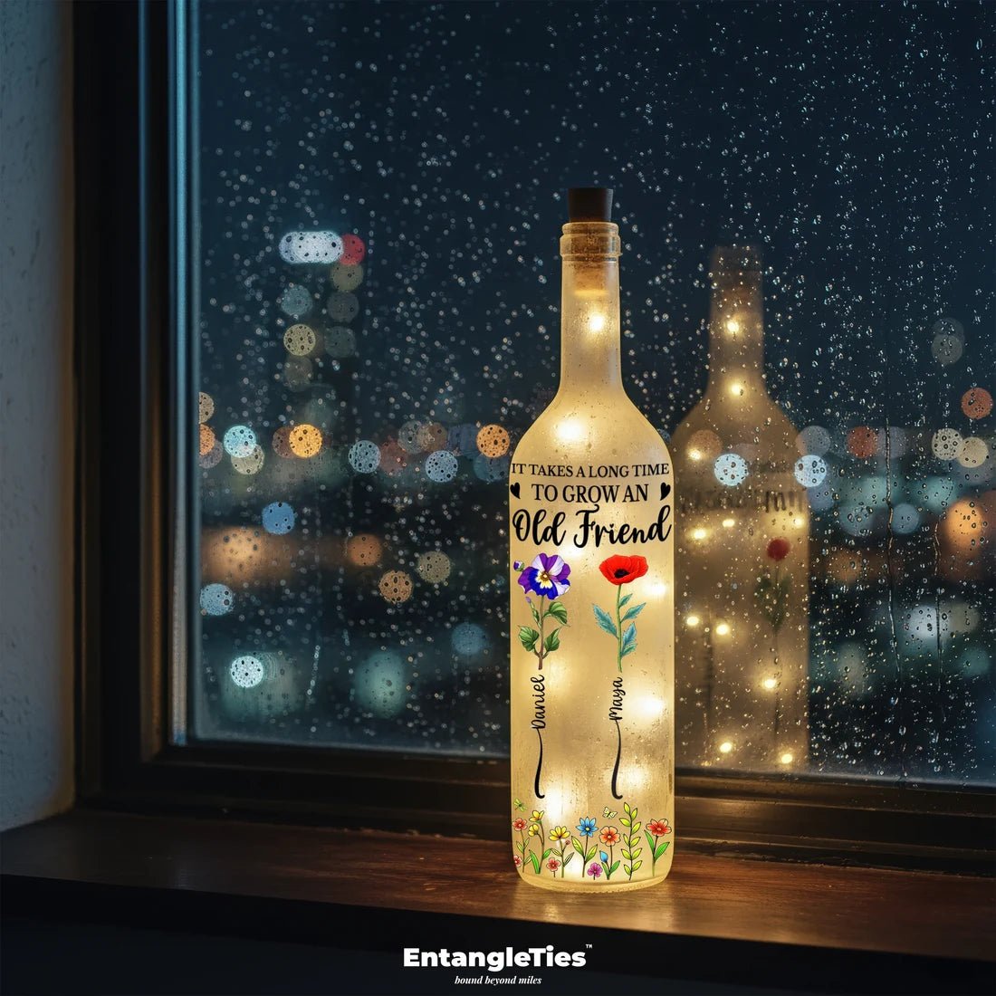 KindredLume™ "Long Time To Grow An Old Friend" Personalized Bottle Lamp - EntangleTies™