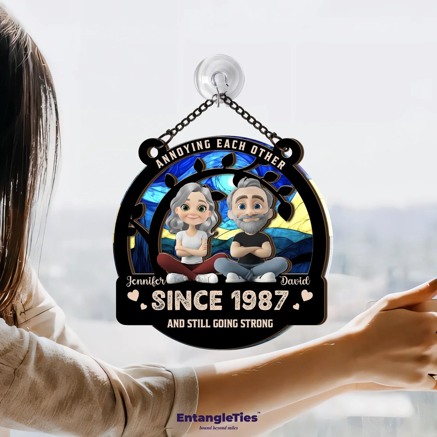 SoulCatcher™ "Annoying Each Other" Personalized Suncatcher - EntangleTies™