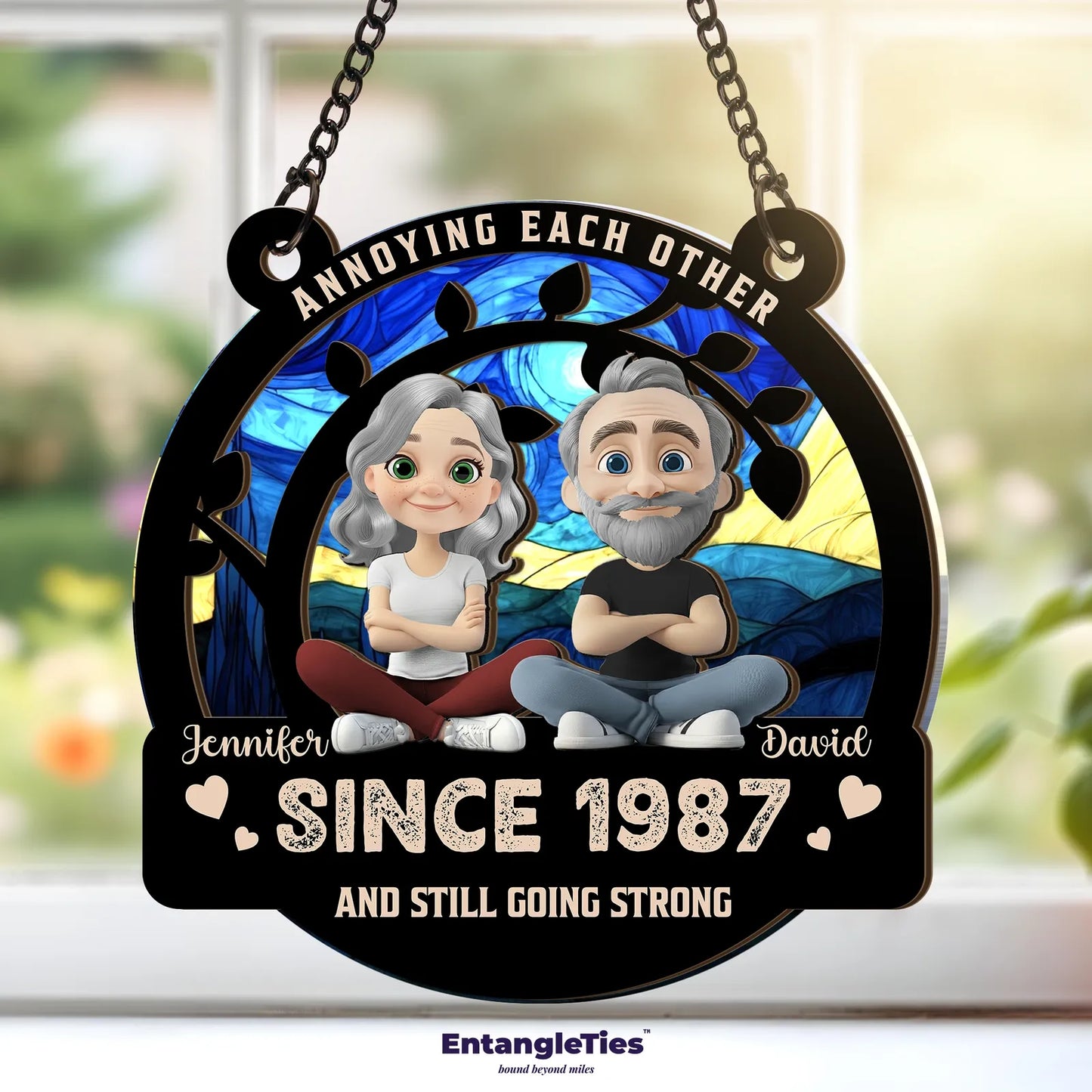 SoulCatcher™ "Annoying Each Other" Personalized Suncatcher - EntangleTies™