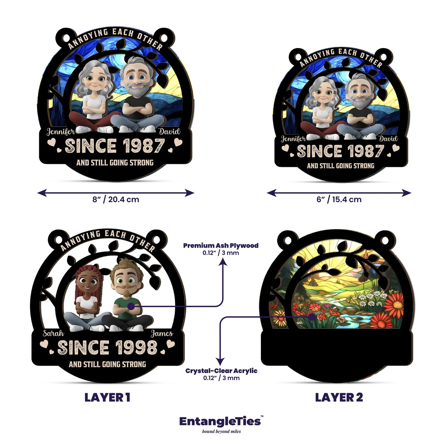 SoulCatcher™ "Annoying Each Other" Personalized Suncatcher - EntangleTies™