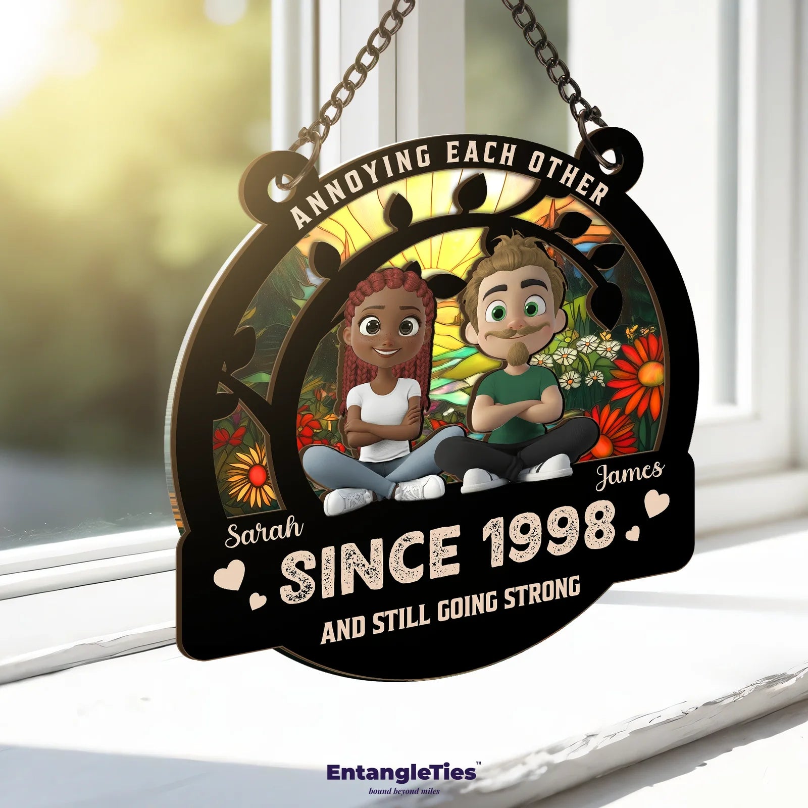 SoulCatcher™ "Annoying Each Other" Personalized Suncatcher - EntangleTies™